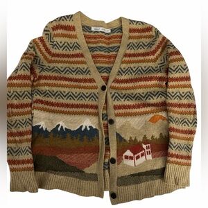 Vintage Woolrich Beige and Multicolor Cardigan